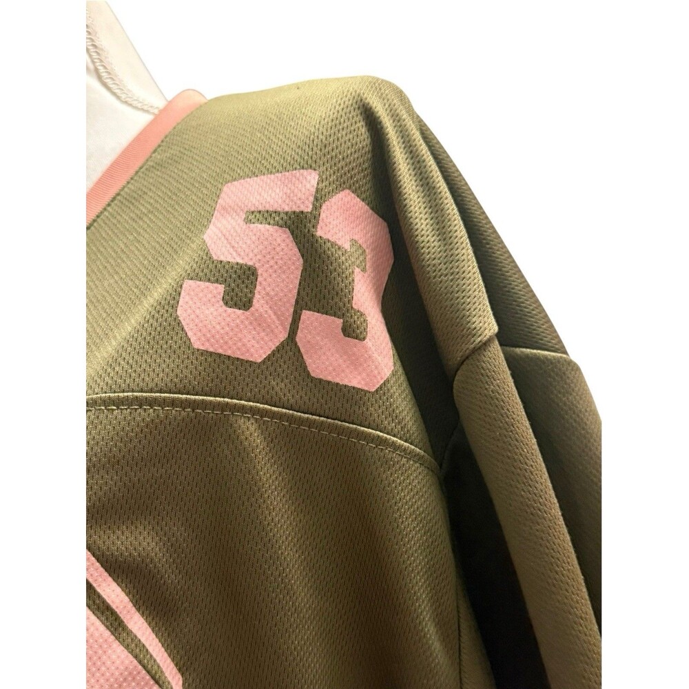 Playboy Football Jersey Shirt Large Olive Green Pink 53 Spencers Mesh Unisex - Picture 3 of 9